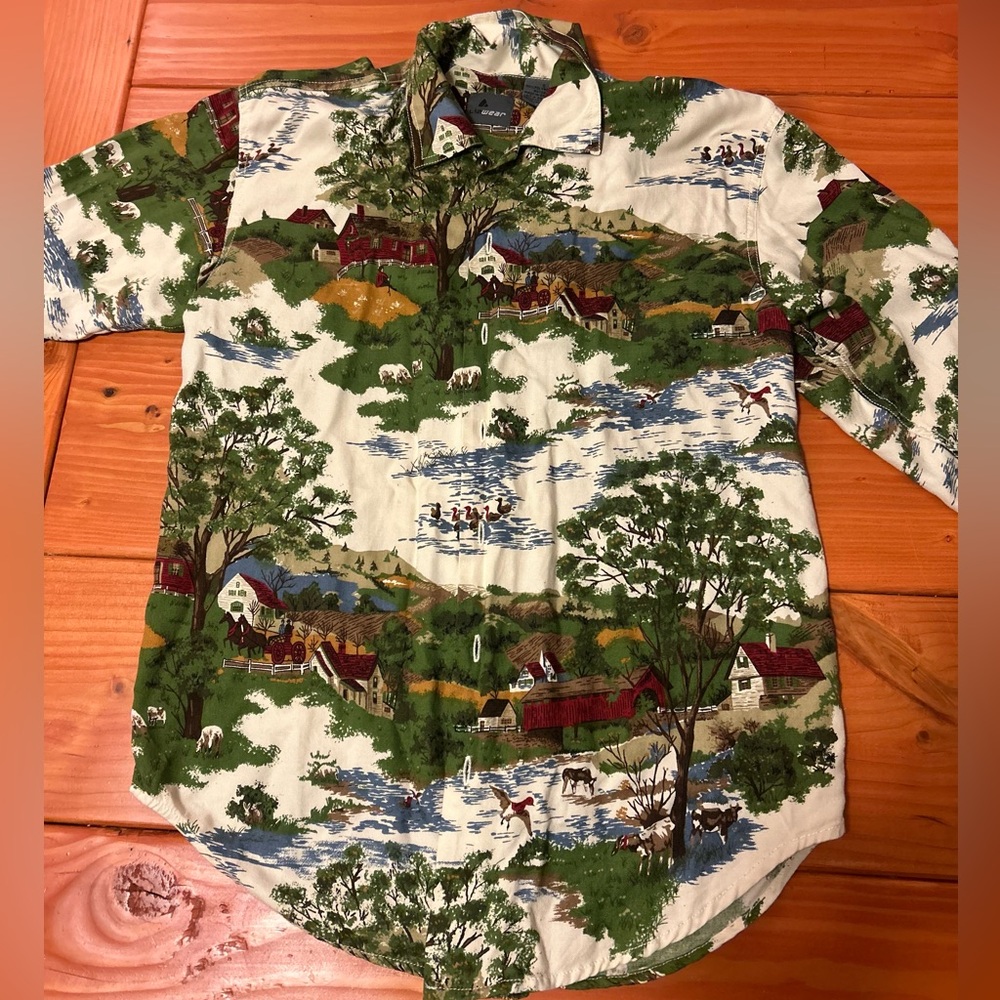 Liz Claiborne Vintage Loud pattern button up shirt